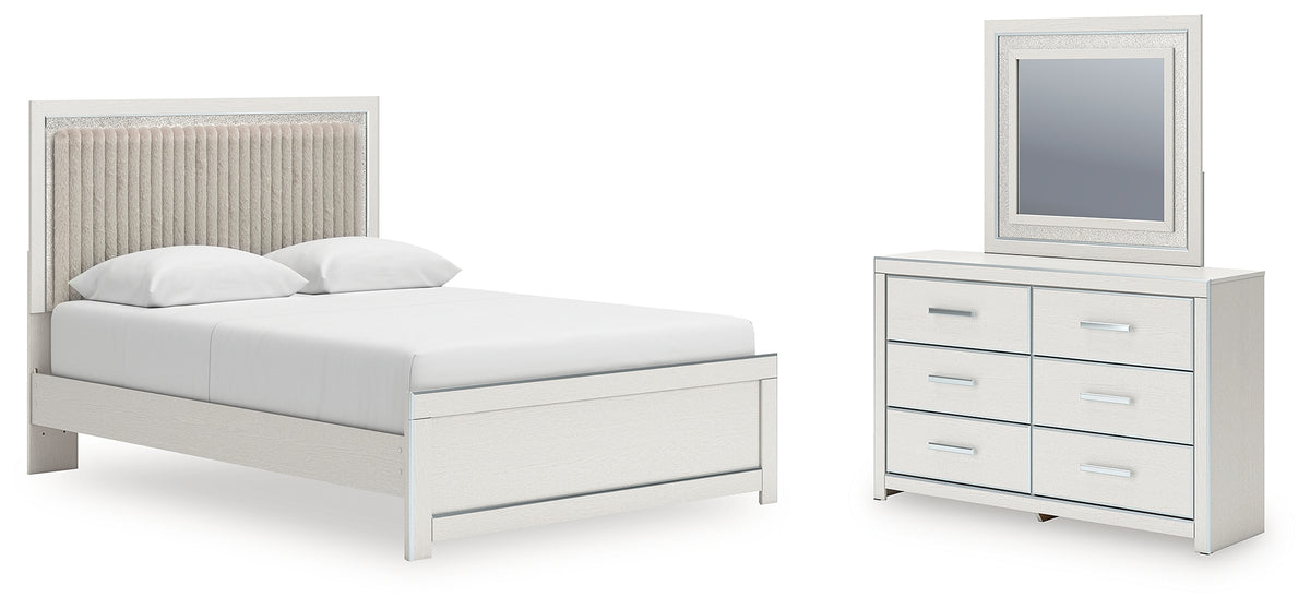 Diamond Furniture - Ashley Furniture - Zuraleus Queen Upholstered Panel Platform Bed, Dresser and Mirror - Queen Upholstered Panel Platform Bed, Dresser and Mirror - PCB3381B3