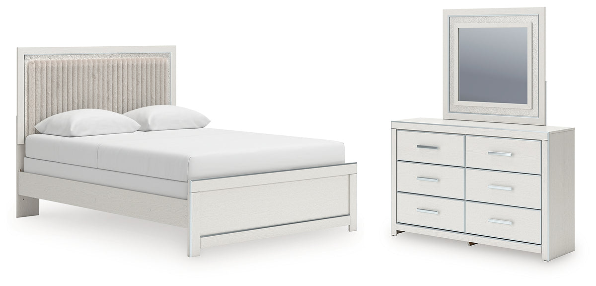 Diamond Furniture - Ashley Furniture - Zuraleus Queen Upholstered Panel Bed, Dresser and Mirror - Queen Upholstered Panel Bed, Dresser and Mirror - PCB3381B7