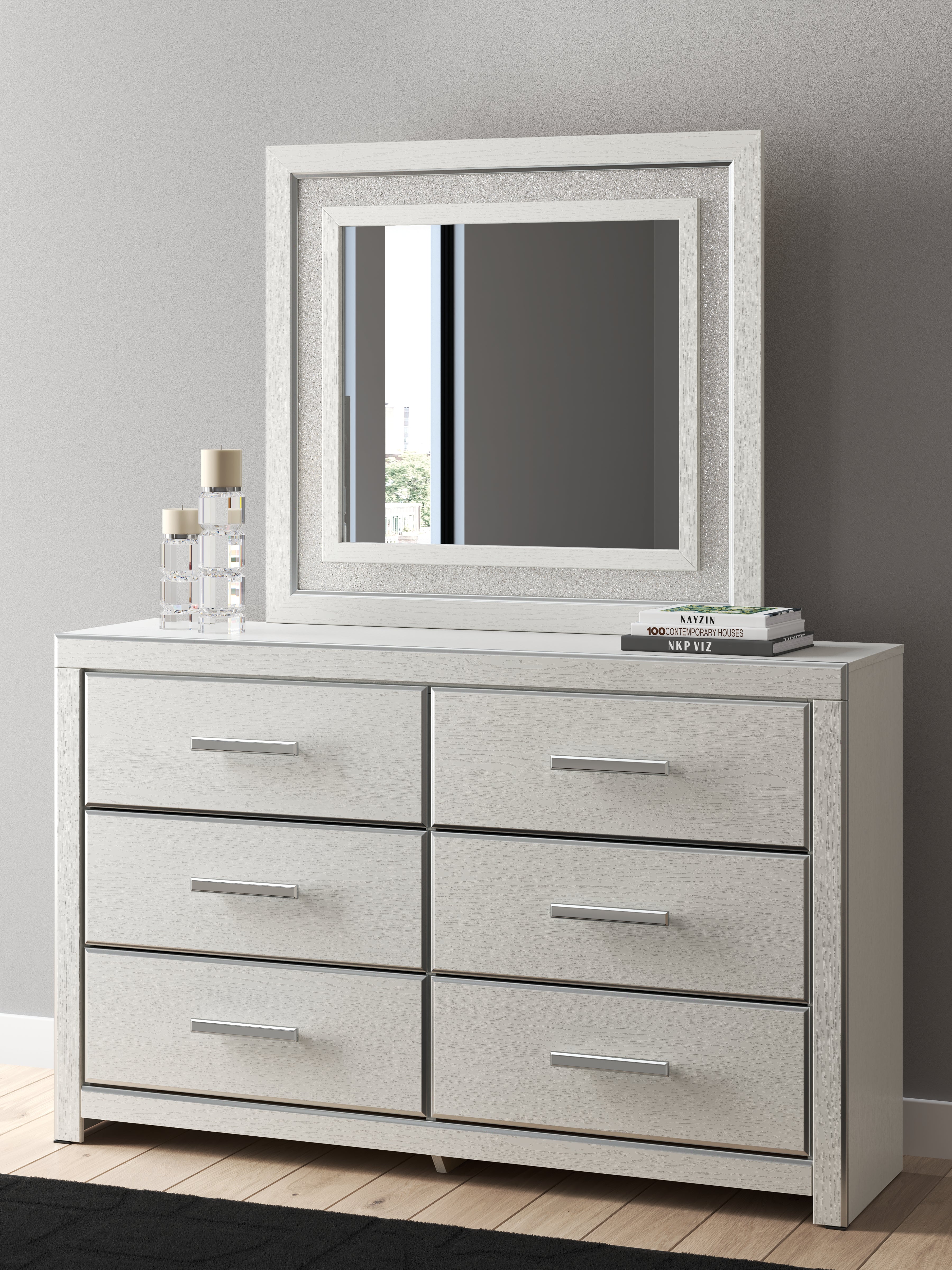Diamond Furniture - Ashley Furniture - Zuraleus Dresser and Mirror - Dresser and Mirror / White - PCB3381B1