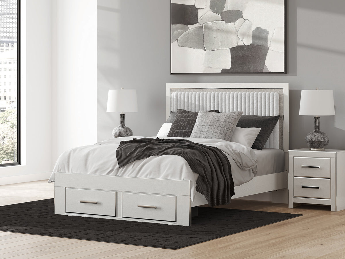 Diamond Furniture - Ashley Furniture - Zuraleus Queen Upholstered Panel Storage Bed - Queen Upholstered Panel Storage Bed / White - PCB3381B4