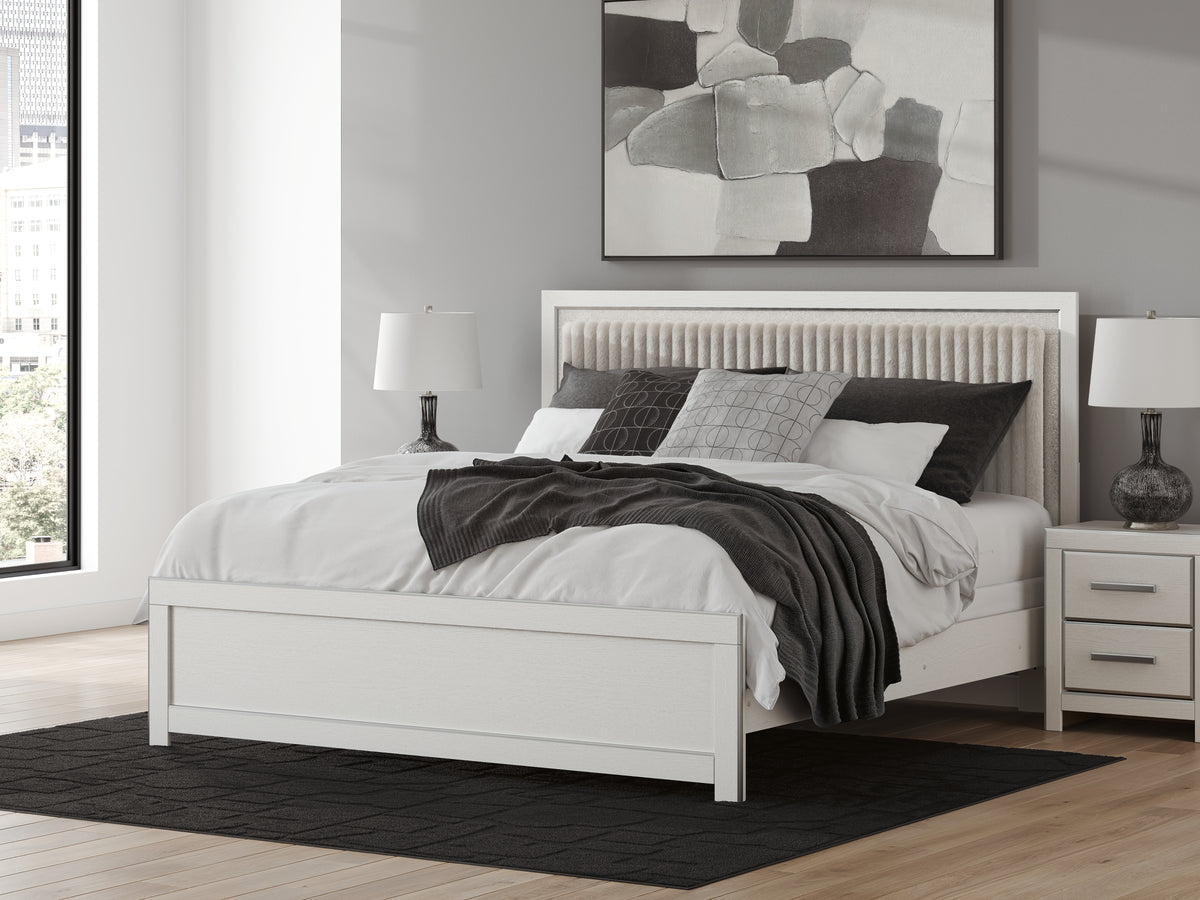 Diamond Furniture - Ashley Furniture - Zuraleus King Upholstered Panel Bed - King Upholstered Panel Bed / White - PCB3381B10