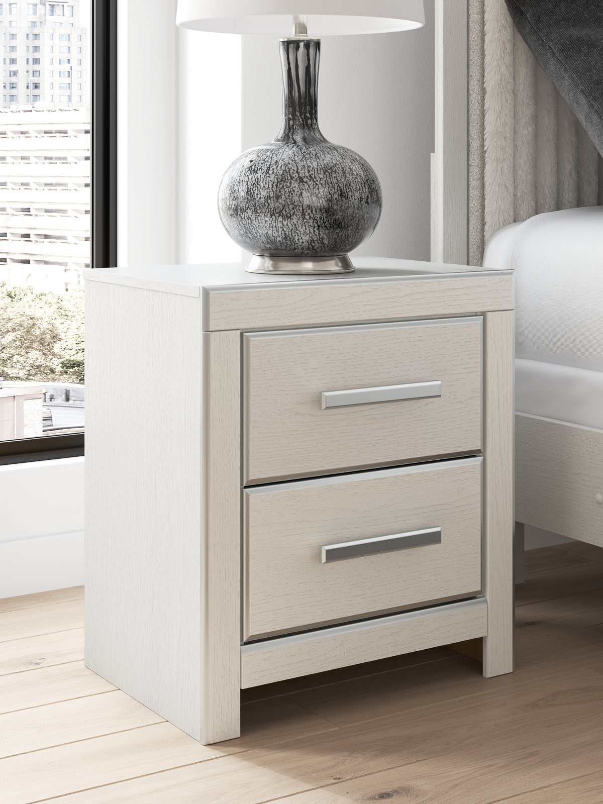 Diamond Furniture - Ashley Furniture - Zuraleus Nightstand - Two Drawer Night Stand / White - PCB3381-92