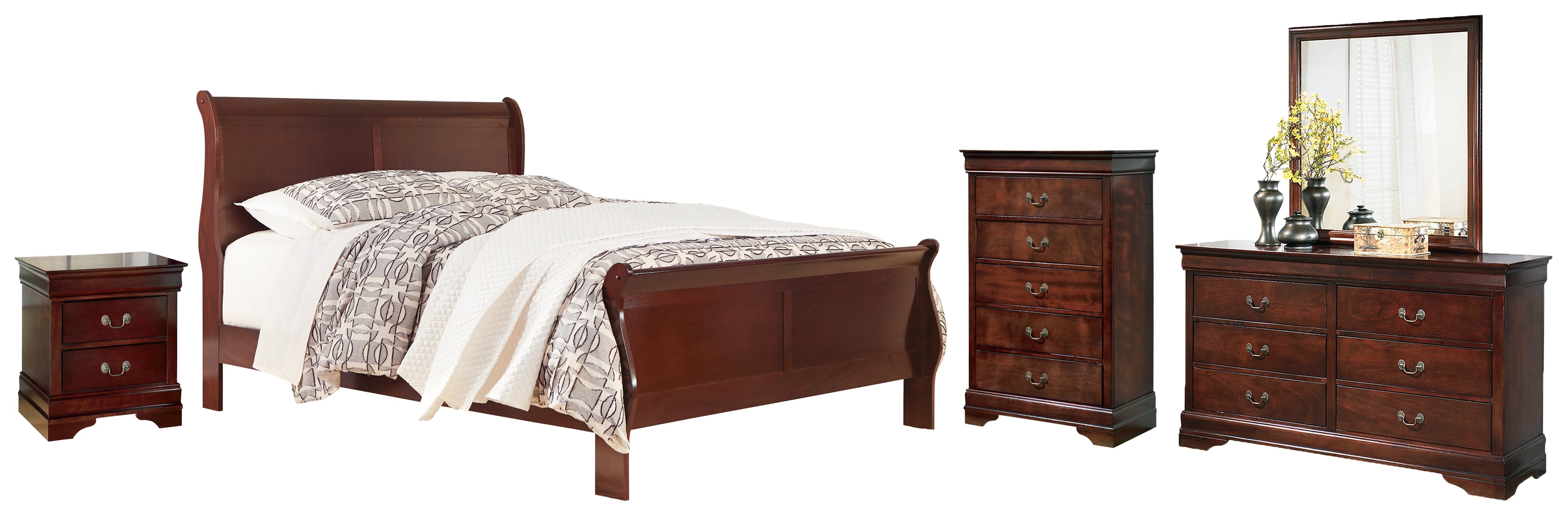 Diamond Furniture - Ashley Furniture - Alisdair King Sleigh Bed, Dresser, Mirror and Nightstand - King Sleigh Bed, Dresser, Mirror and Nightstand - B376B13