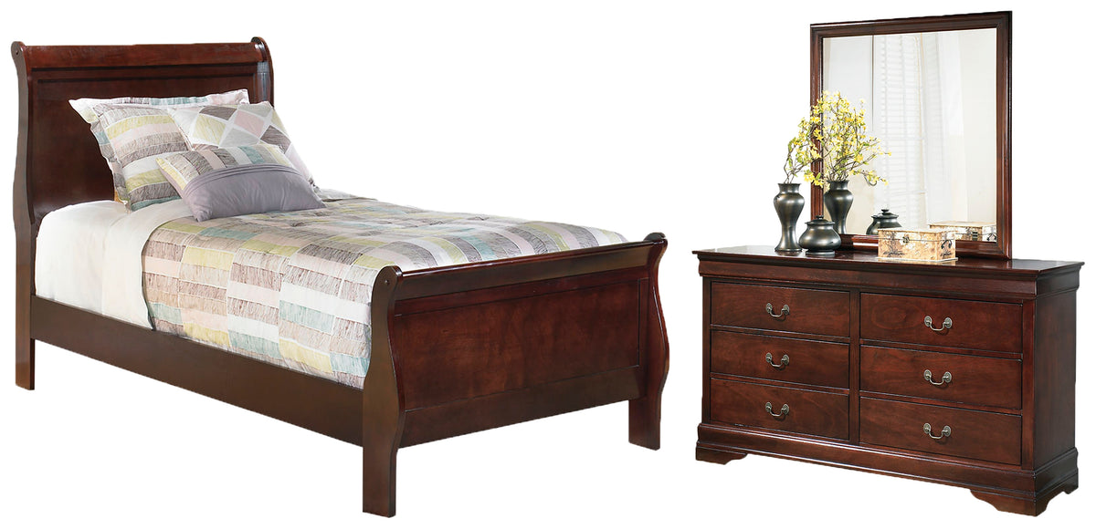 Diamond Furniture - Ashley Furniture - Alisdair Twin Sleigh Bed, Dresser and Mirror - Twin Sleigh Bed, Dresser and Mirror - B376B6