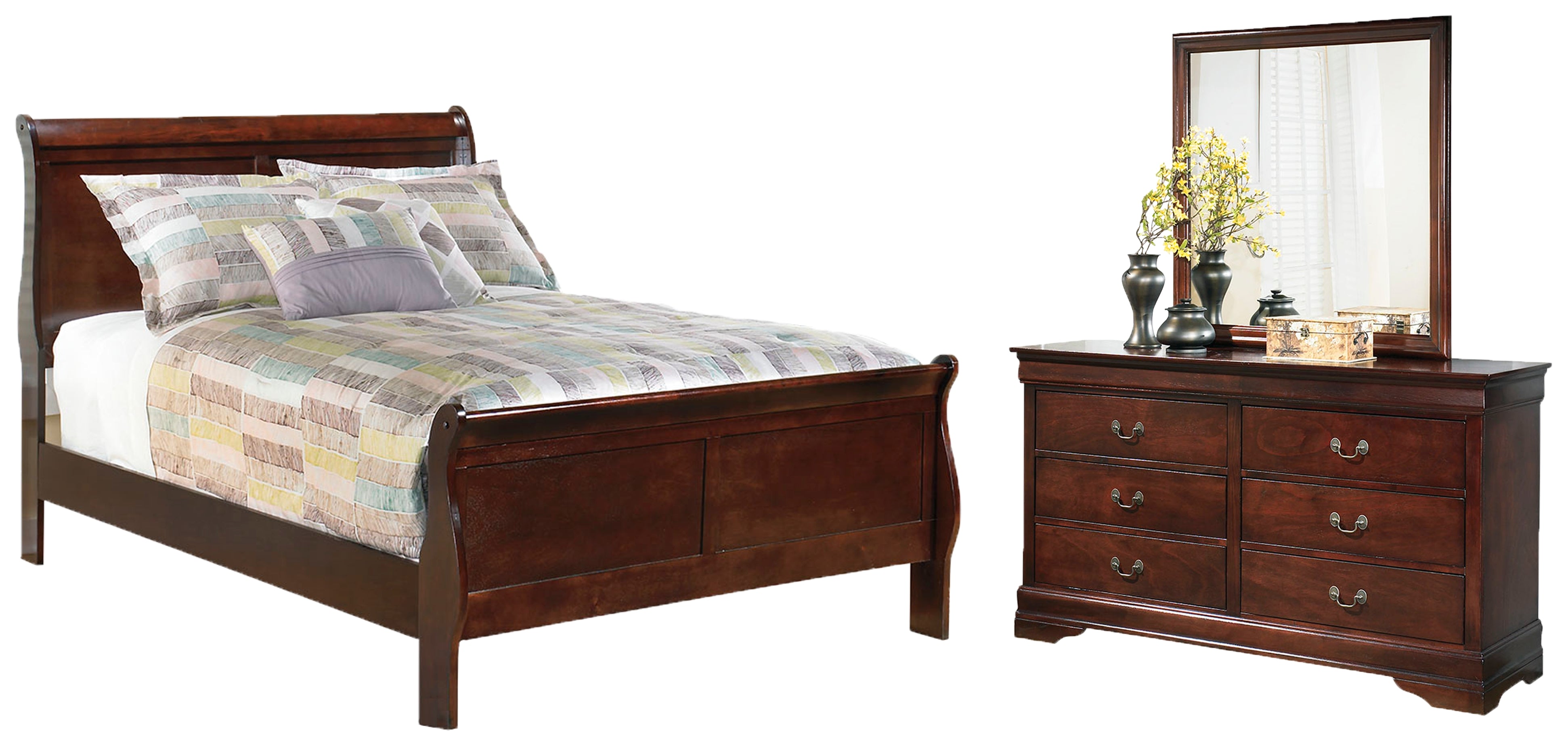 Diamond Furniture - Ashley Furniture - Alisdair Full Sleigh Bed, Dresser and Mirror - Full Sleigh Bed, Dresser and Mirror - B376B7