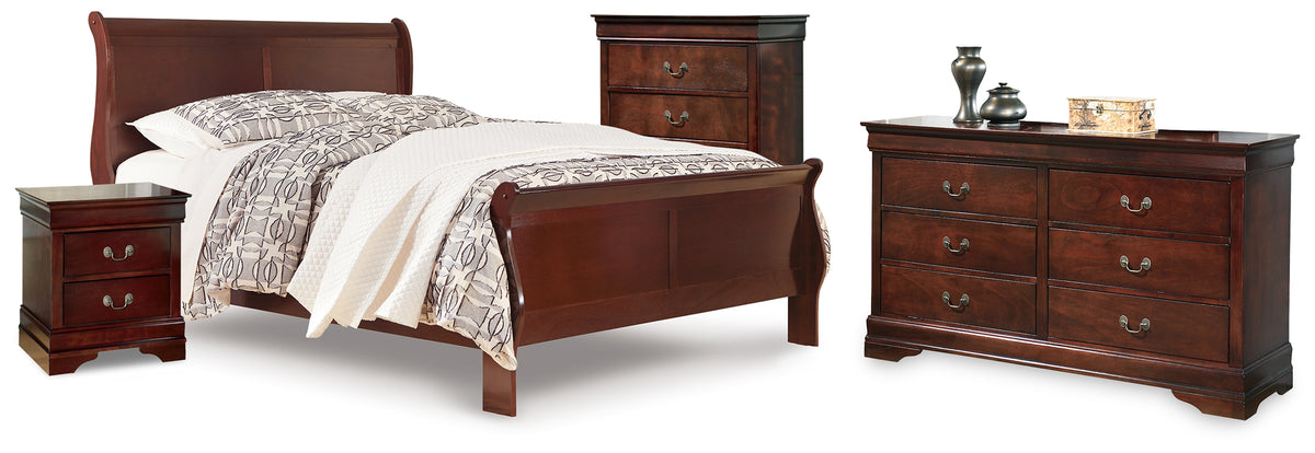 Diamond Furniture - Ashley Furniture - Alisdair Queen Sleigh Bed, Dresser, Chest and Nightstand - Queen Sleigh Bed, Dresser, Chest and Nightstand - B376B35