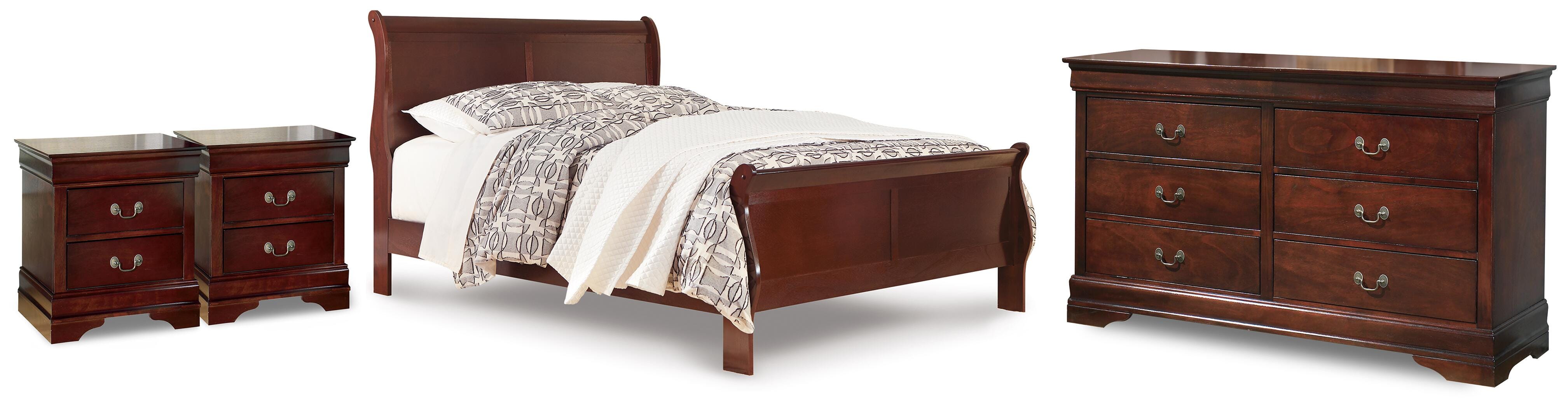 Diamond Furniture - Ashley Furniture - Alisdair Queen Sleigh Bed, Dresser and 2 Nightstands - Queen Sleigh Bed, Dresser and 2 Nightstands - B376B42
