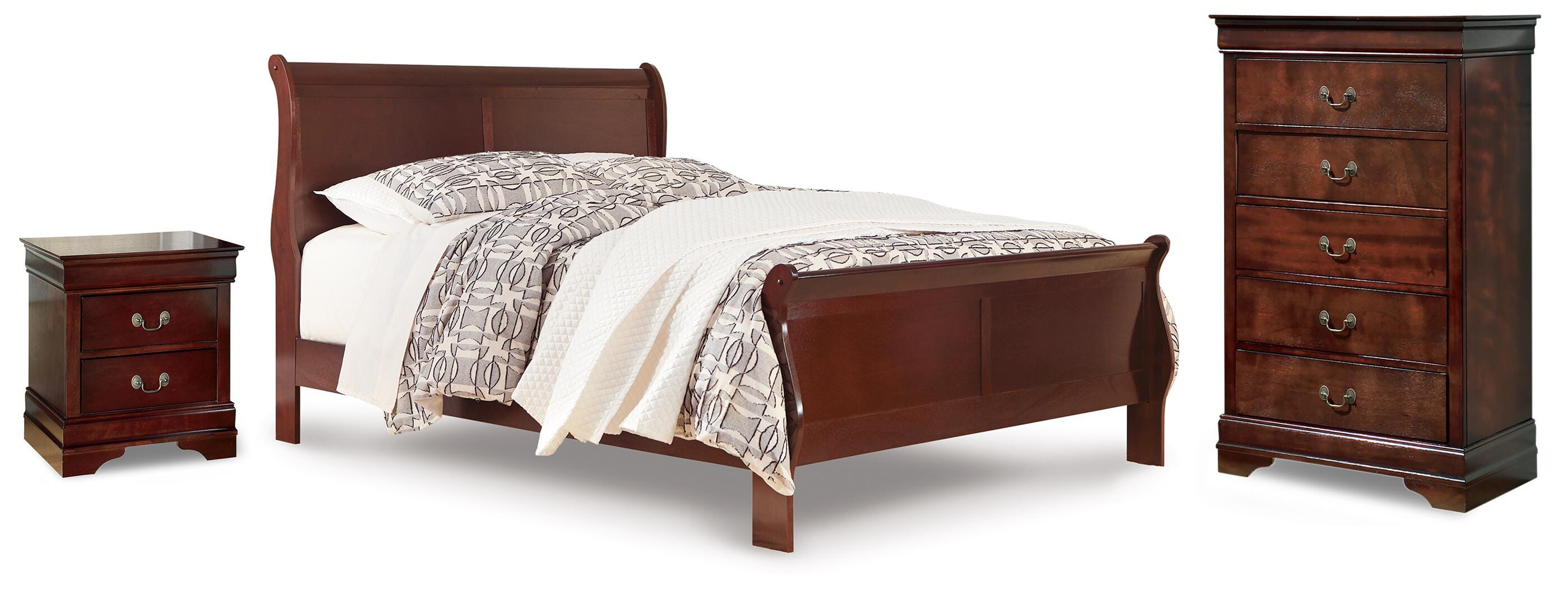 Diamond Furniture - Ashley Furniture - Alisdair Queen Sleigh Bed, Chest and Nightstand - Queen Sleigh Bed, Chest and Nightstand - B376B40