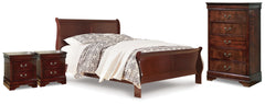 Diamond Furniture - Ashley Furniture - Alisdair Queen Sleigh Bed, Chest and 2 Nightstands - Queen Sleigh Bed, Chest and 2 Nightstands - B376B25