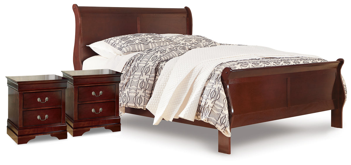Diamond Furniture - Ashley Furniture - Alisdair Queen Sleigh Bed and 2 Nightstands - Queen Sleigh Bed and 2 Nightstands - B376B30