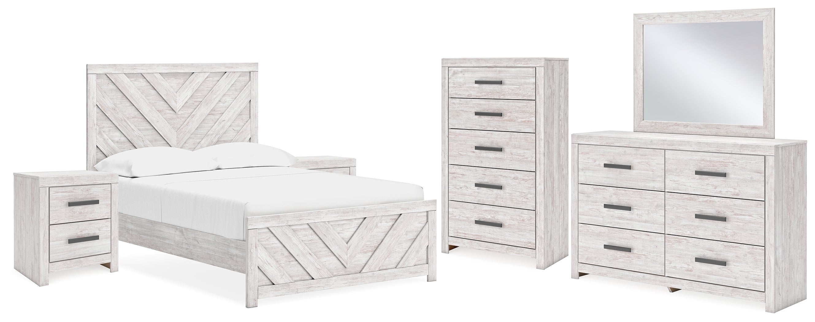 Diamond Furniture - Ashley Furniture - Cayboni Full Panel Bed, Dresser, Mirror, Chest and 2 Nightstands - Full Panel Bed, Dresser, Mirror, Chest and 2 Nightstands - B3788B15