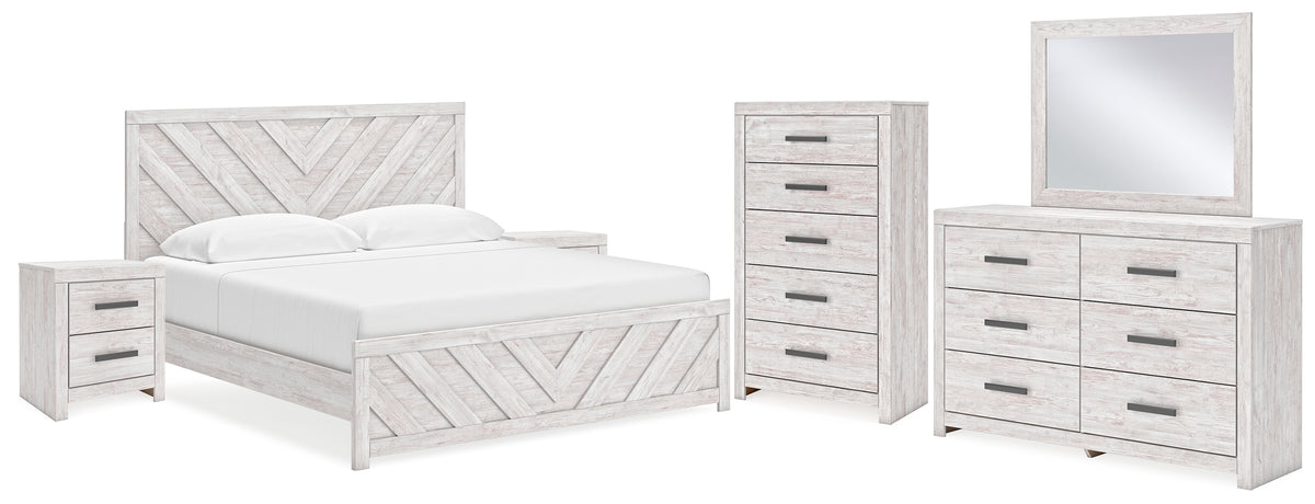 Diamond Furniture - Ashley Furniture - Cayboni King Panel Bed, Dresser, Mirror, Chest and 2 Nightstands - King Panel Bed, Dresser, Mirror, Chest and 2 Nightstands - B3788B12