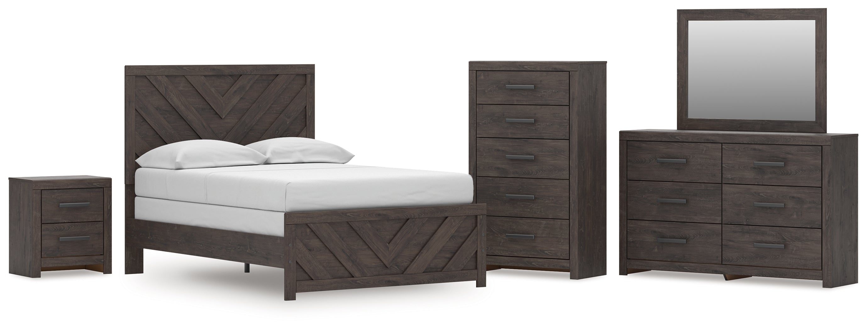 Diamond Furniture - Ashley Furniture - Prendonea Full Panel Bed, Dresser, Mirror, Chest and Nightstand - Full Panel Bed, Dresser, Mirror, Chest and Nightstand - B3789B12