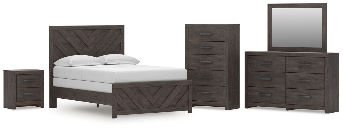 Diamond Furniture - Ashley Furniture - Prendonea Full Panel Bed, Dresser, Mirror, Chest and Nightstand - Full Panel Bed, Dresser, Mirror, Chest and Nightstand - B3789B12