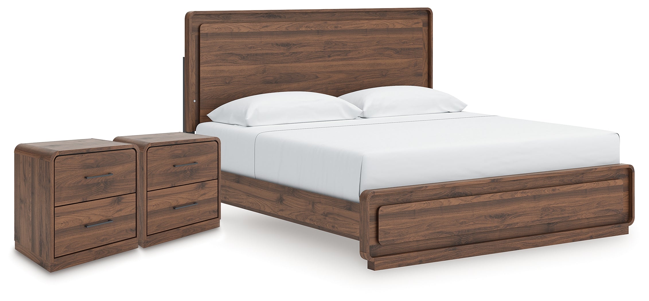 Diamond Furniture - Ashley Furniture - Fortlorn King Panel Bed and 2 Nightstands - King Panel Bed and 2 Nightstands - PCB386B9