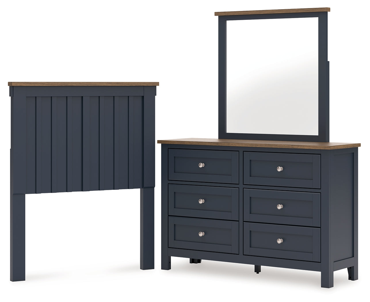 Diamond Furniture - Ashley Furniture - Landocken Twin Panel Headboard, Dresser and Mirror - Twin Panel Headboard, Dresser and Mirror - B414B13