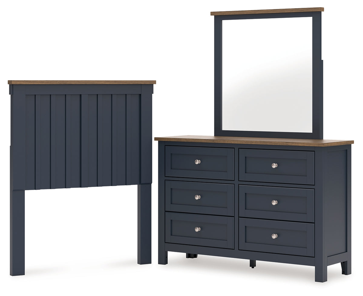 Diamond Furniture - Ashley Furniture - Landocken Twin Panel Headboard, Dresser and Mirror - Twin Panel Headboard, Dresser and Mirror - B414B13