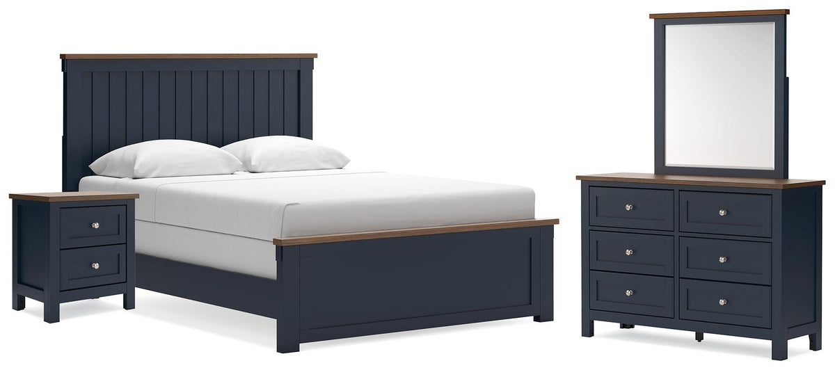 Diamond Furniture - Ashley Furniture - Landocken Queen Panel Bed, Dresser, Mirror and Nightstand - Queen Panel Bed, Dresser, Mirror and Nightstand - B414B18
