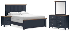 Diamond Furniture - Ashley Furniture - Landocken Queen Panel Bed, Dresser, Mirror and Nightstand - Queen Panel Bed, Dresser, Mirror and Nightstand - B414B18