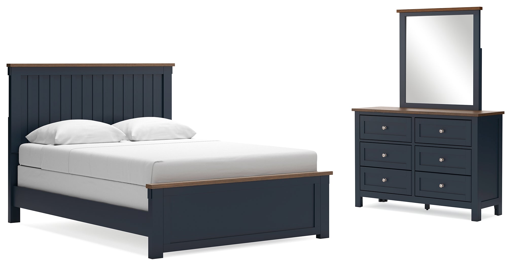 Diamond Furniture - Ashley Furniture - Landocken Queen Panel Bed, Dresser and Mirror - Queen Panel Bed, Dresser and Mirror - B414B11