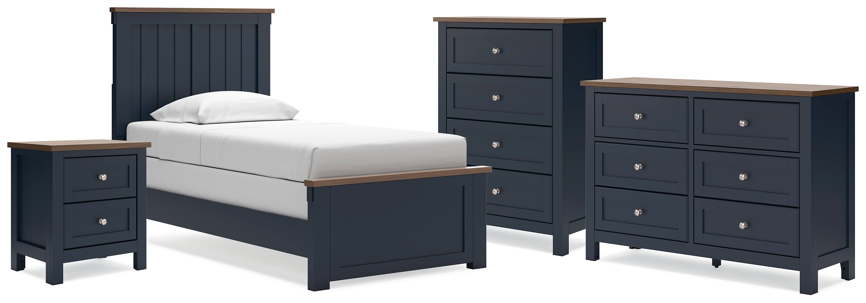 Diamond Furniture - Ashley Furniture - Landocken Twin Panel Bed, Dresser, Chest and Nightstand - Twin Panel Bed, Dresser, Chest and Nightstand - B414B20