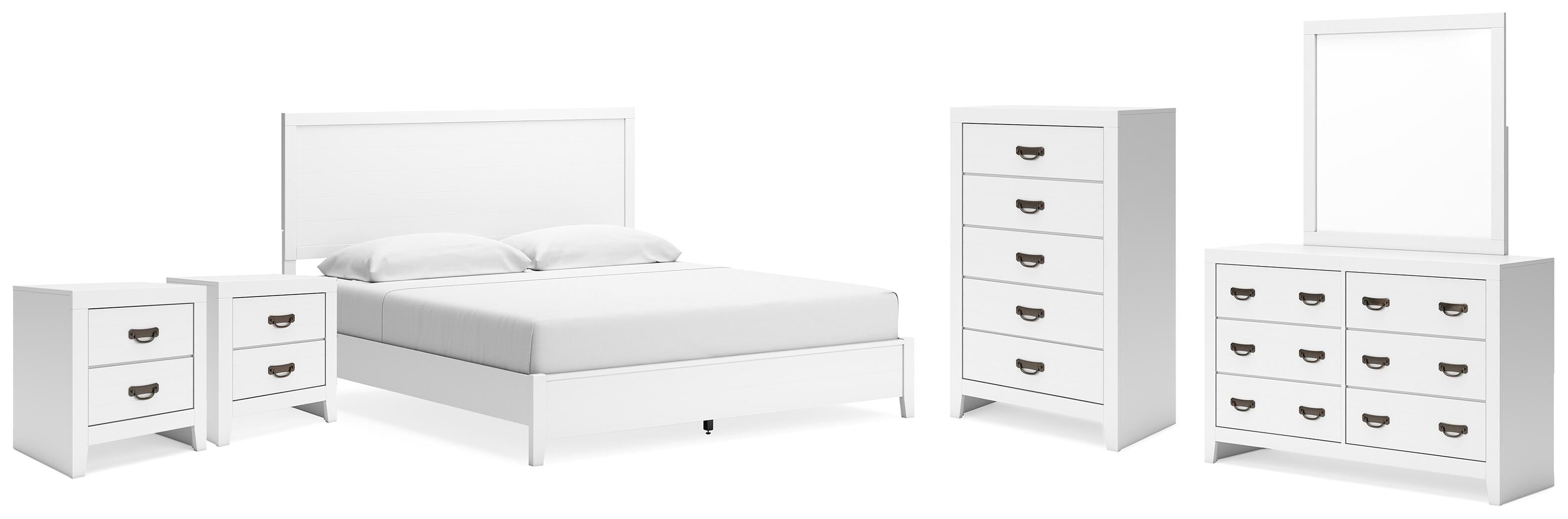 Diamond Furniture - Ashley Furniture - Binterglen King Panel Bed, Dresser, Chest and 2 Nightstands - King Panel Bed, Dresser, Chest and 2 Nightstands - B427B21