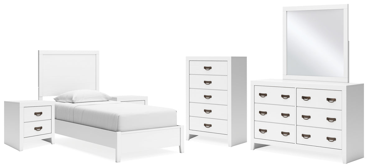 Diamond Furniture - Ashley Furniture - Binterglen Twin Panel Bed, Dresser, Mirror, Chest and 2 Nightstands - Twin Panel Bed, Dresser, Mirror, Chest and 2 Nightstands - B427B19