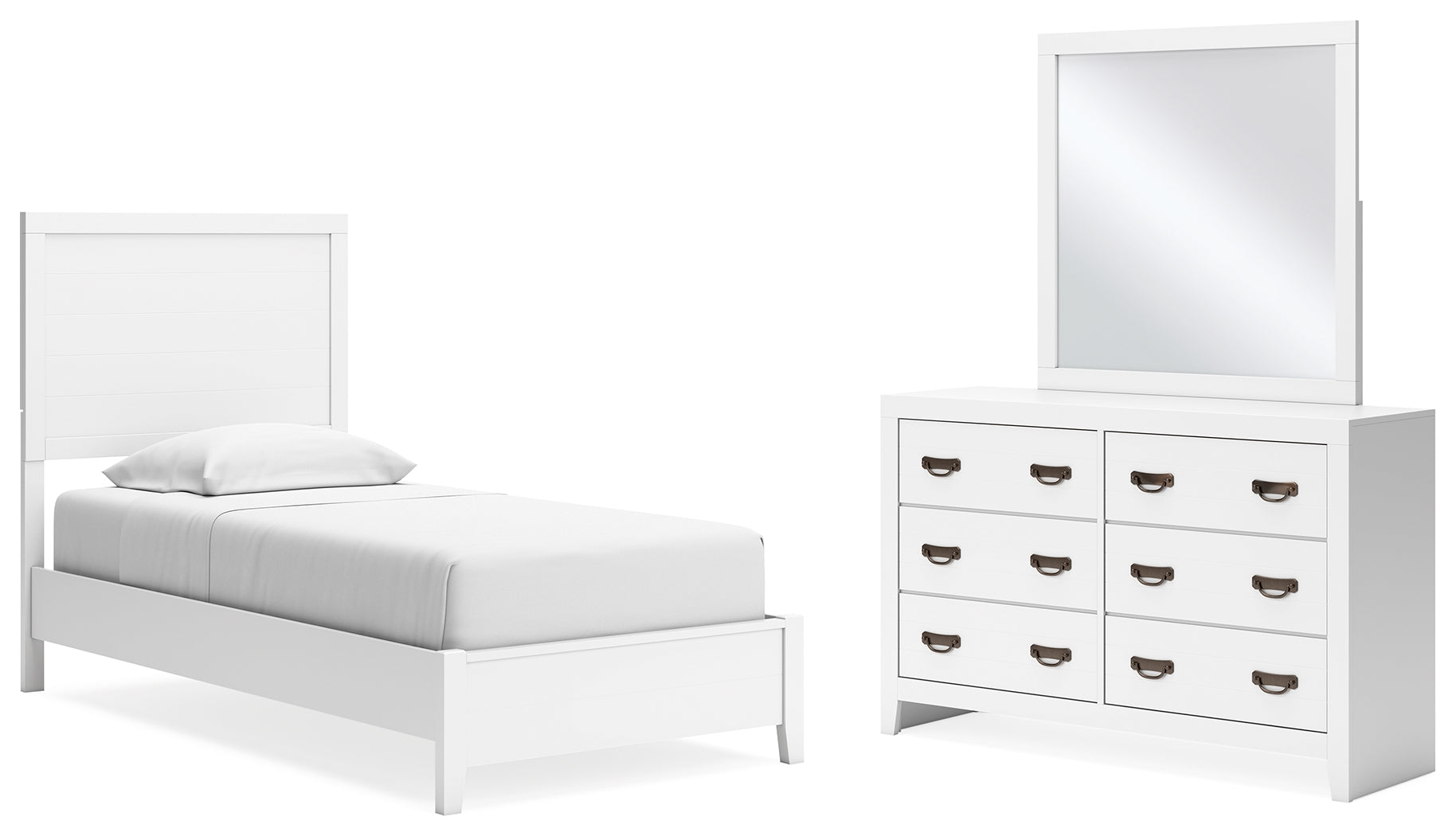 Diamond Furniture - Ashley Furniture - Binterglen Twin Panel Bed, Dresser and Mirror - Twin Panel Bed, Dresser and Mirror - B427B3