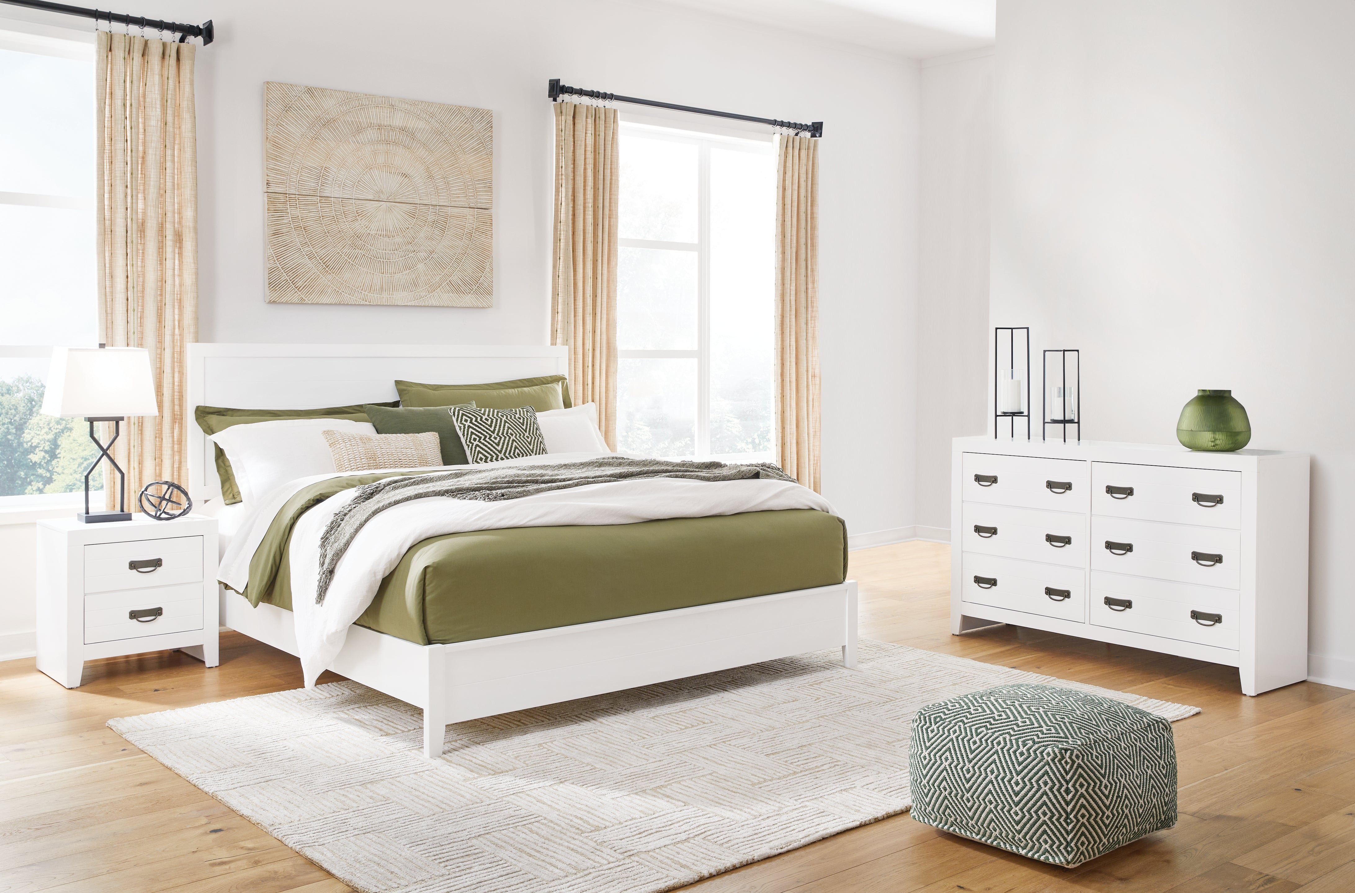 Diamond Furniture - Ashley Furniture - Binterglen King Panel Bed, Dresser and Nightstand - King Panel Bed, Dresser and Nightstand - B427B11