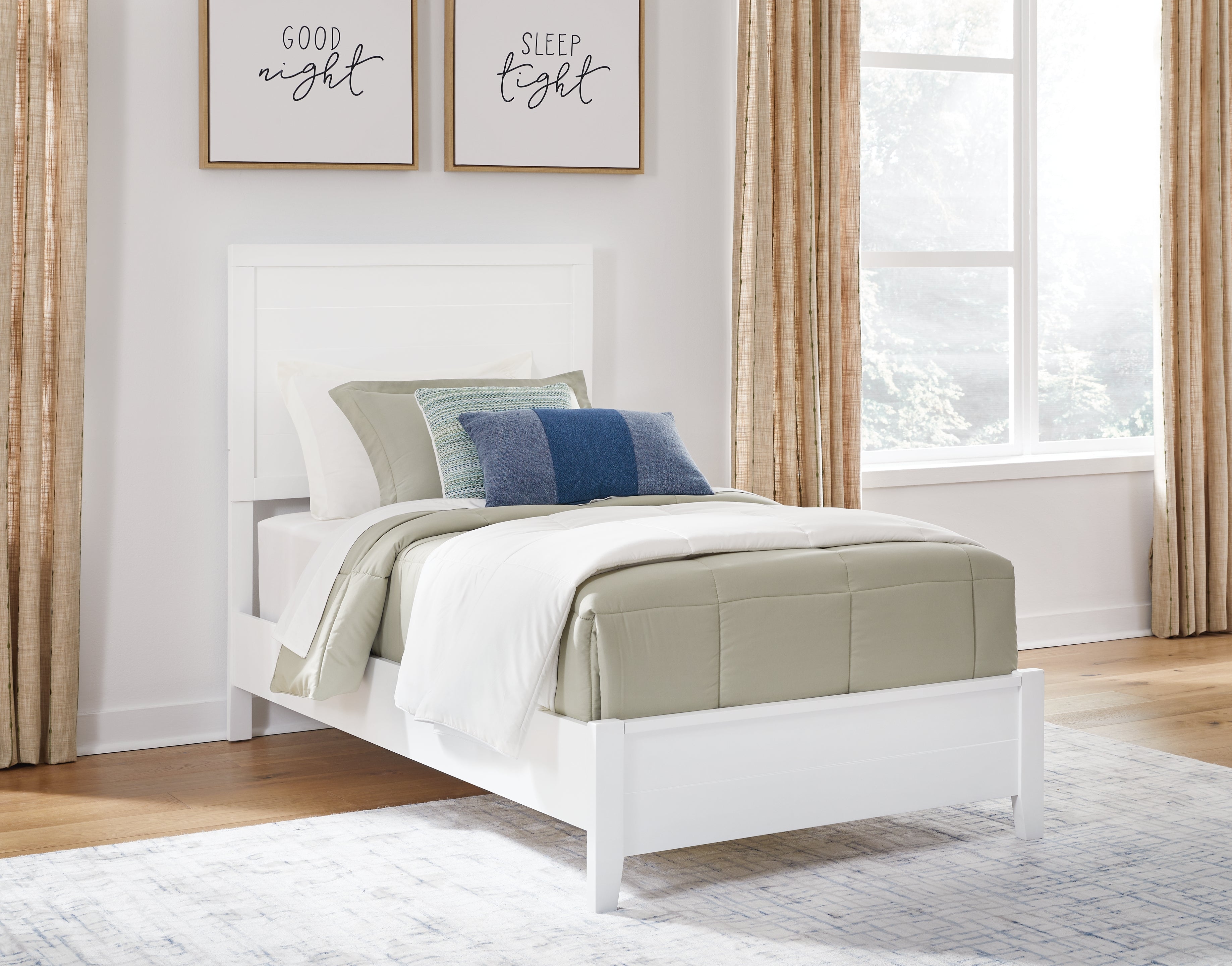 Diamond Furniture - Ashley Furniture - Binterglen Bedroom - Twin Panel Bed / White - B427B2