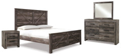 Diamond Furniture - Ashley Furniture - Wynnlow King Crossbuck Panel Bed, Dresser, Mirror and Nightstand - King Crossbuck Panel Bed, Dresser, Mirror and Nightstand - B440B26