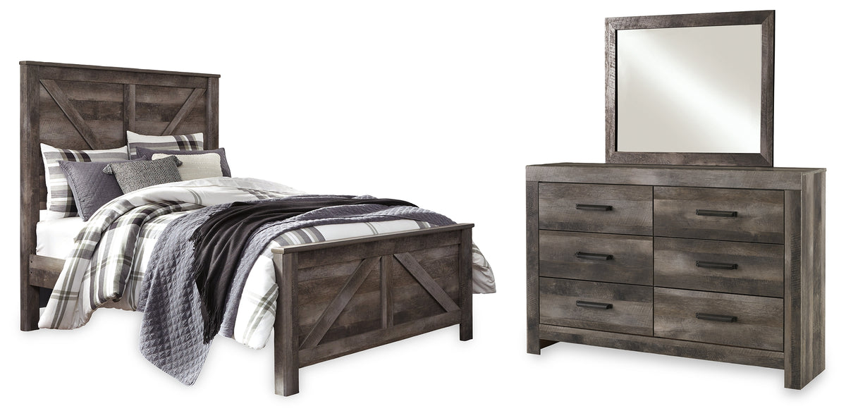 Diamond Furniture - Ashley Furniture - Wynnlow Queen Crossbuck Panel Bed, Dresser and Mirror - Queen Crossbuck Panel Bed, Dresser and Mirror - B440B10