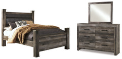 Diamond Furniture - Ashley Furniture - Wynnlow Queen Upholstered Poster Bed, Dresser and Mirror - Queen Upholstered Poster Bed, Dresser and Mirror - B440B12