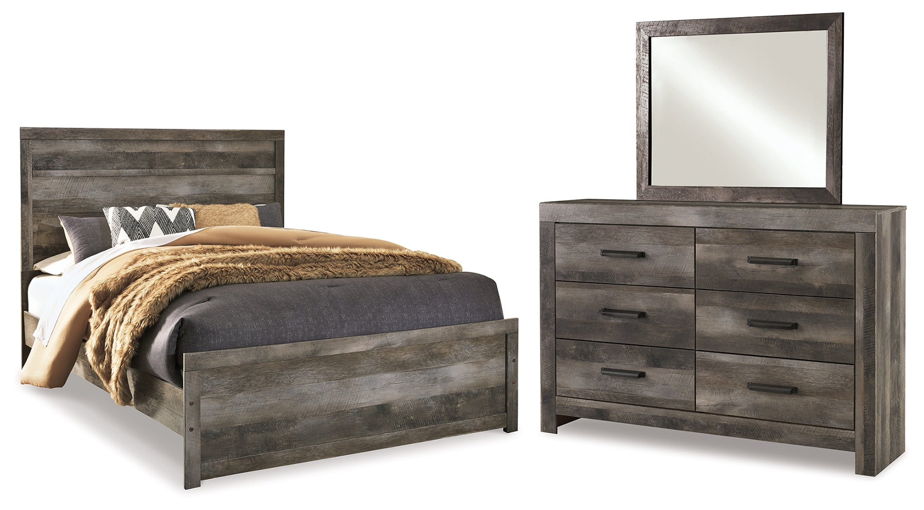 Diamond Furniture - Ashley Furniture - Wynnlow Queen Panel Bed, Dresser and Mirror - Queen Panel Bed, Dresser and Mirror - B440B3
