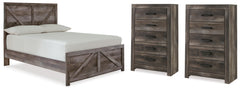 Diamond Furniture - Ashley Furniture - Wynnlow Full Crossbuck Panel Bed and 2 Chests - Full Crossbuck Panel Bed and 2 Chests / Gray - B440B40