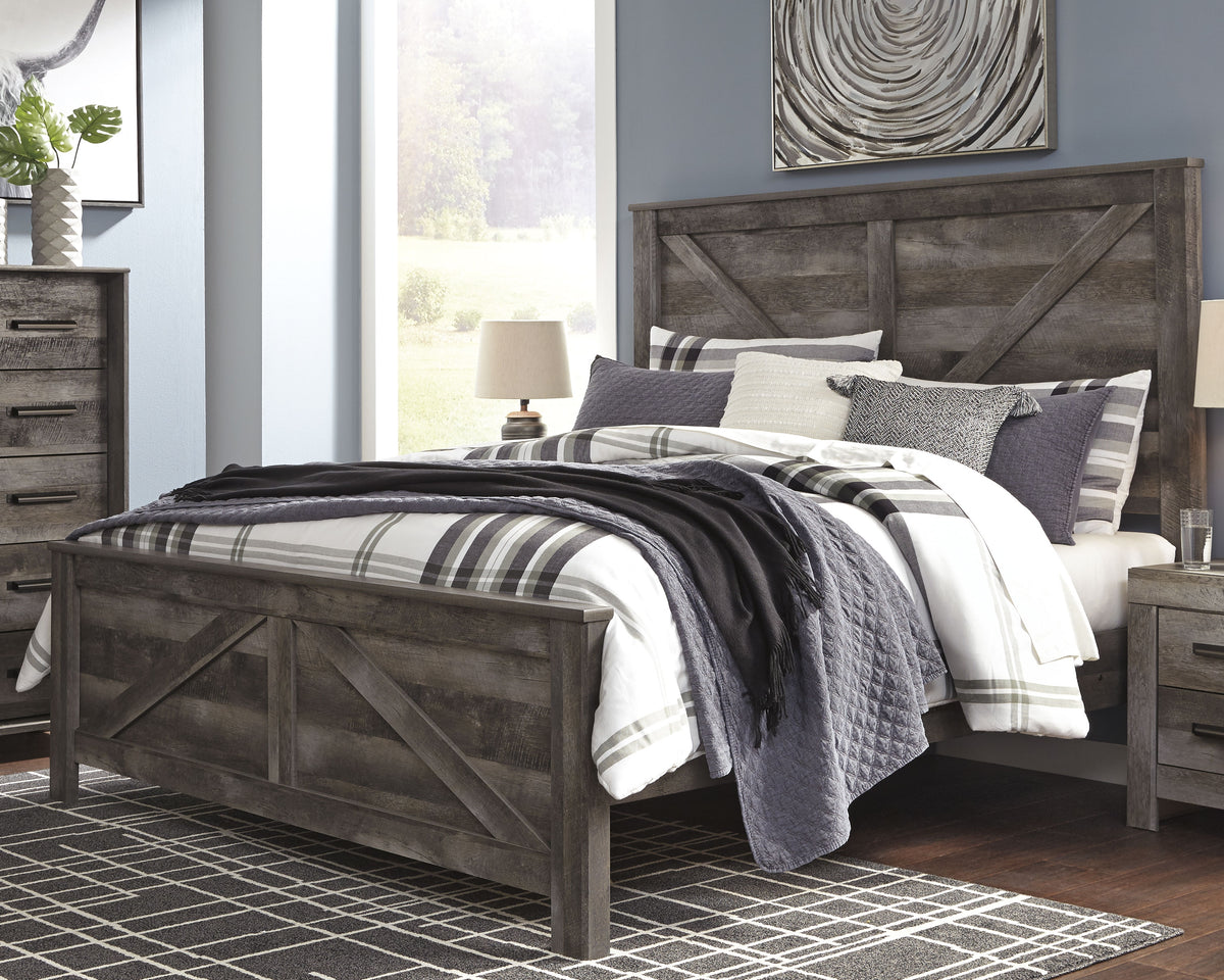Diamond Furniture - Ashley Furniture - Wynnlow King Crossbuck Panel Bed - King Crossbuck Panel Bed / Gray - B440B11