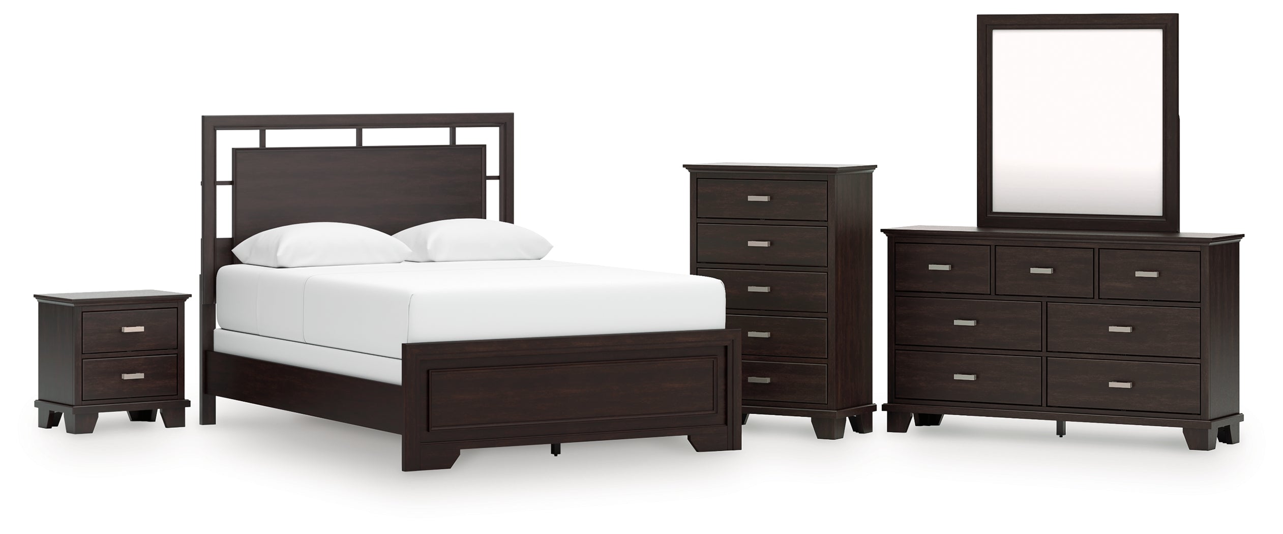 Diamond Furniture - Ashley Furniture - Covetown Queen Panel Bed, Dresser, Mirror, Chest and Nightstand - Queen Panel Bed, Dresser, Mirror, Chest and Nightstand - B441B14