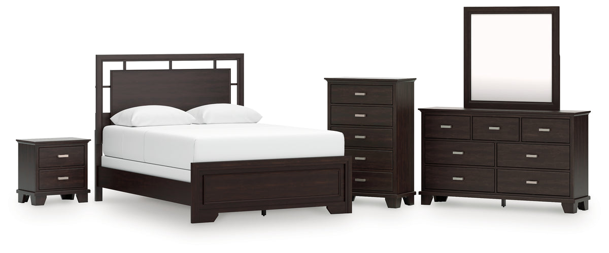 Diamond Furniture - Ashley Furniture - Covetown Queen Panel Bed, Dresser, Mirror, Chest and Nightstand - Queen Panel Bed, Dresser, Mirror, Chest and Nightstand - B441B14