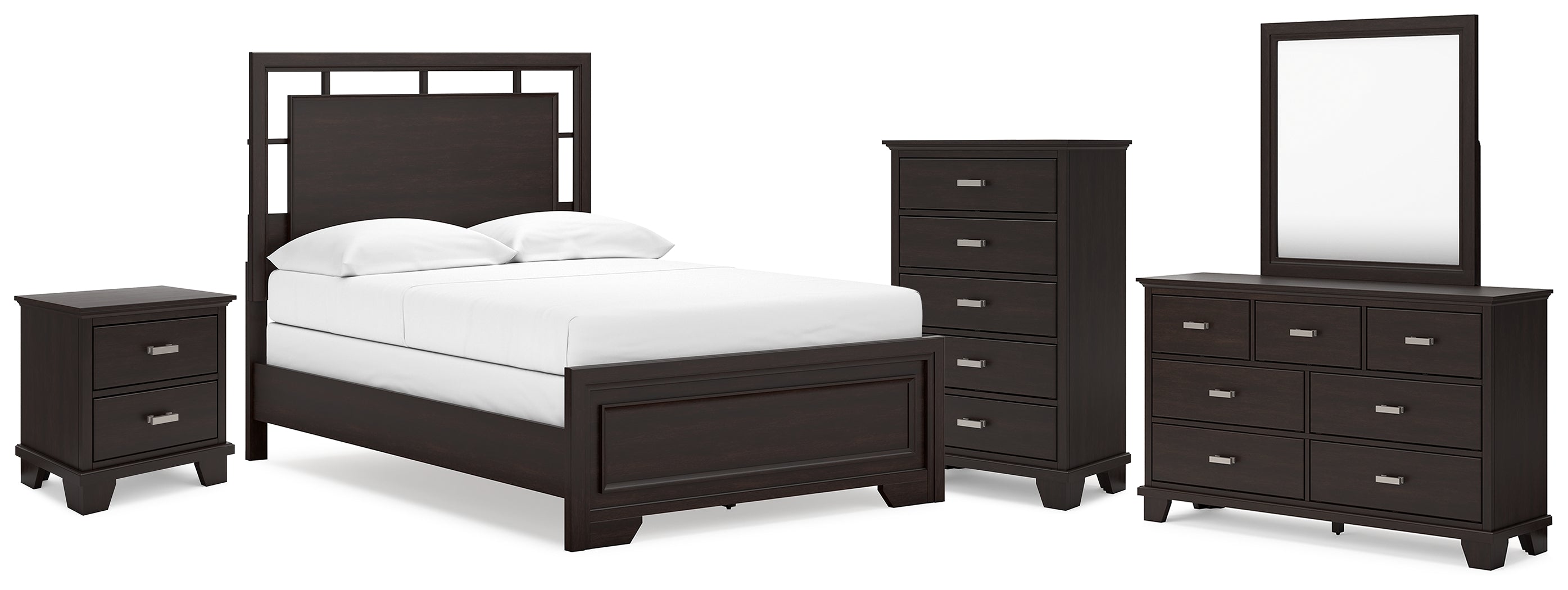 Diamond Furniture - Ashley Furniture - Covetown Full Panel Bed, Dresser, Mirror, Chest and Nightstand - Full Panel Bed, Dresser, Mirror, Chest and Nightstand - B441B13