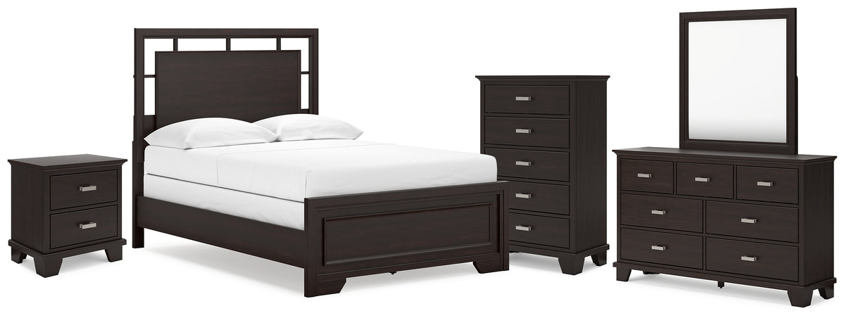 Diamond Furniture - Ashley Furniture - Covetown Full Panel Bed, Dresser, Mirror, Chest and Nightstand - Full Panel Bed, Dresser, Mirror, Chest and Nightstand - B441B13