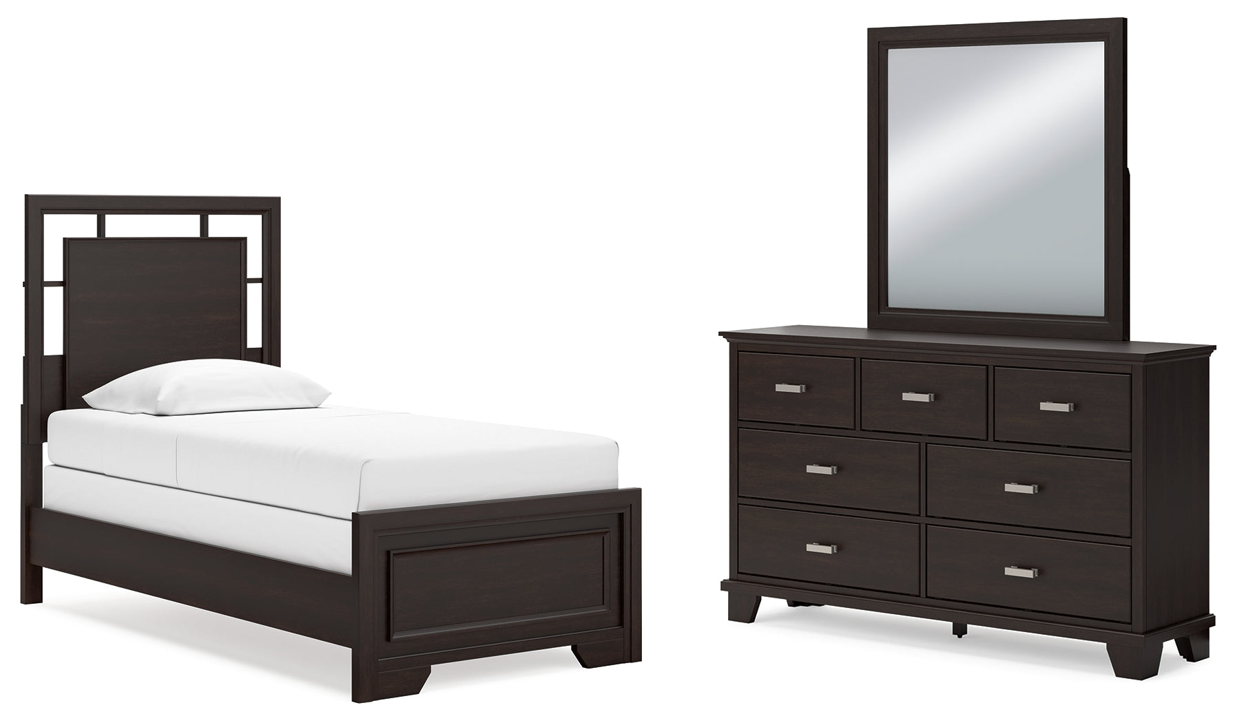Diamond Furniture - Ashley Furniture - Covetown Twin Panel Bed, Dresser and Mirror - Twin Panel Bed, Dresser and Mirror - B441B3