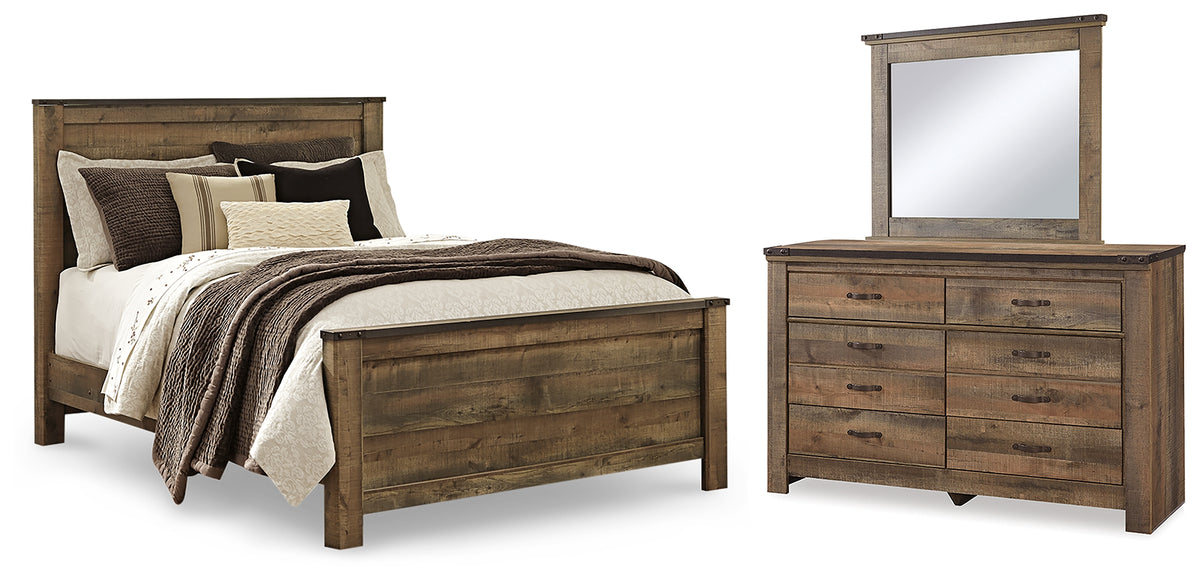 Diamond Furniture - Ashley Furniture - Trinell Queen Panel Bed, Dresser and Mirror - Queen Panel Bed, Dresser and Mirror - B446B82