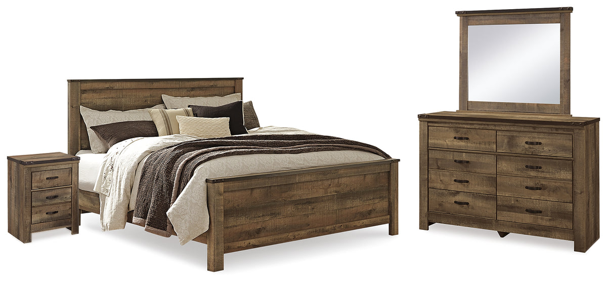 Diamond Furniture - Ashley Furniture - Trinell King Panel Bed, Dresser, Mirror and Nightstand - King Panel Bed, Dresser, Mirror and Nightstand - B446B94