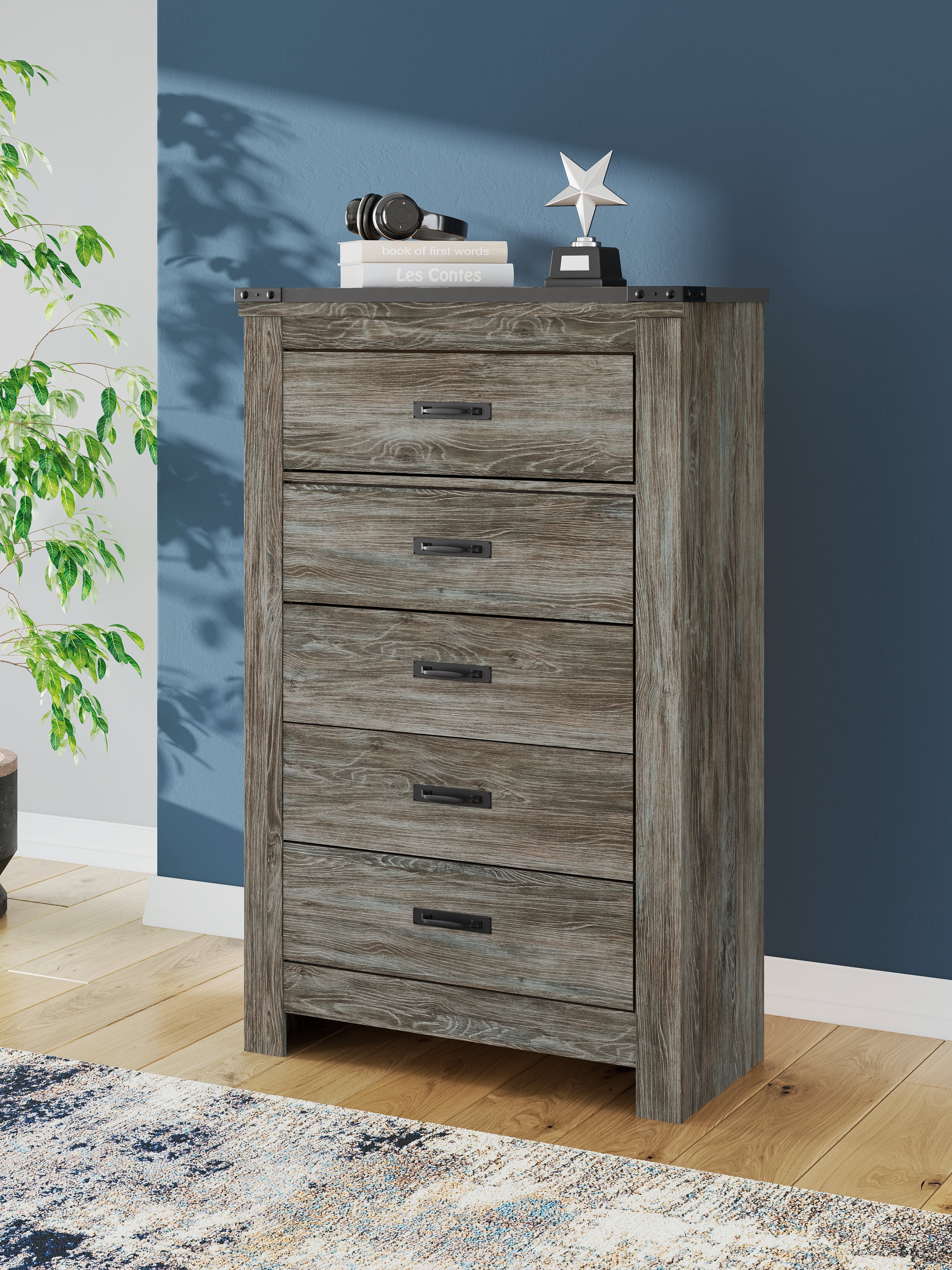 Diamond Furniture - Ashley Furniture - Frandern Bedroom - Full Bookcase Panel Bed / Gray - B4480B3