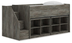 Diamond Furniture - Ashley Furniture - Frandern Twin Loft Bed with Bookcase Storage - Twin Loft Bed with Bookcase Storage / Warm Gray - B4480B25
