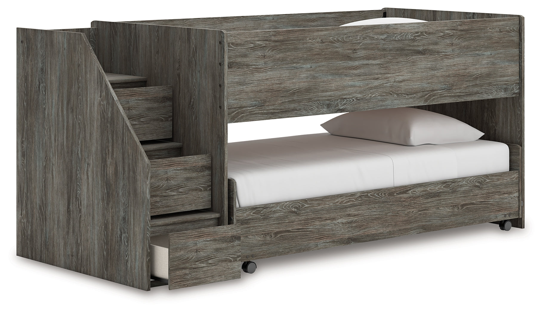 Frandern Twin Over Twin Loft Bed and Mattresses