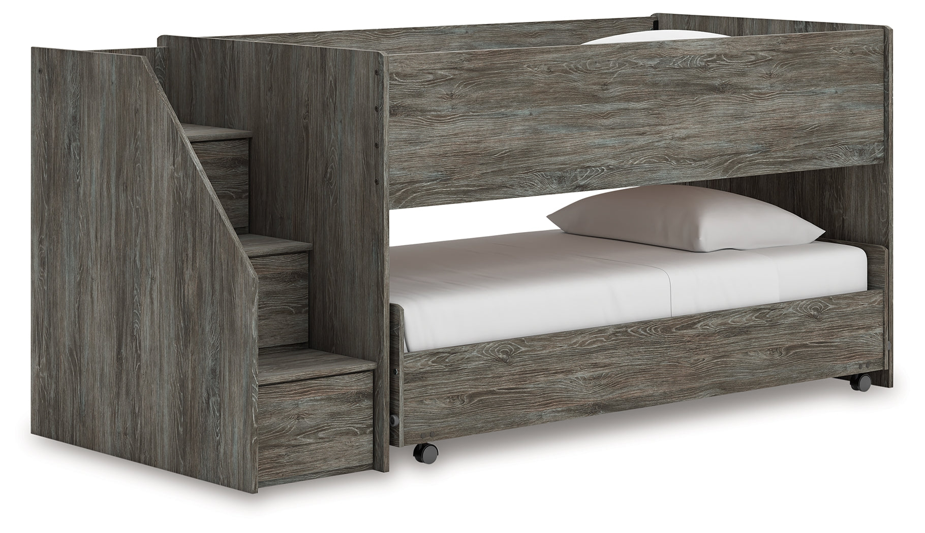 Diamond Furniture - Ashley Furniture - Frandern Bedroom - Twin over Twin Loft Bed / Gray - B4480B13