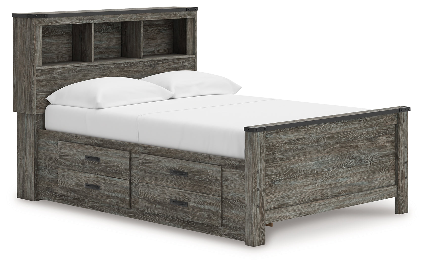 Diamond Furniture - Ashley Furniture - Frandern Bedroom - Full Bookcase Panel Bed with Storage / Gray - B4480B9
