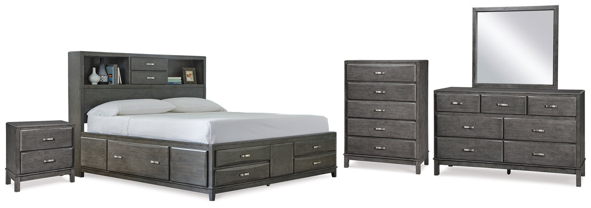 Diamond Furniture - Ashley Furniture - Caitbrook Queen Storage Bed, Dresser, Mirror, Chest and Nightstand - Queen Storage Bed, Dresser, Mirror, Chest and Nightstand - B476B14