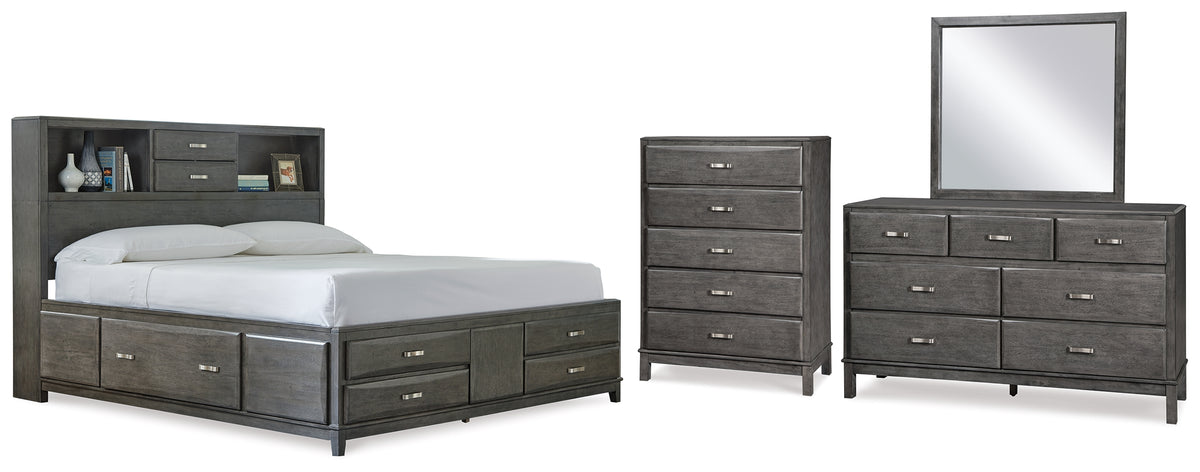 Diamond Furniture - Ashley Furniture - Caitbrook Queen Storage Bed, Dresser, Mirror and Chest - Queen Storage Bed, Dresser, Mirror and Chest - B476B15
